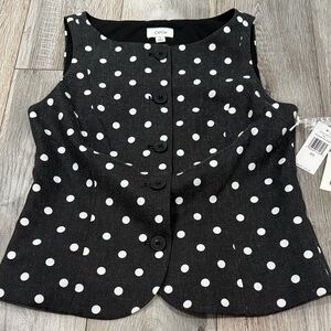 CeCe Black and White Polka Dot Blouse